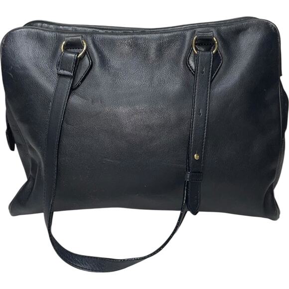 J Press Black Leather Briefcase Document Laptop Satchel Shoulder Bag - Picture 3 of 9